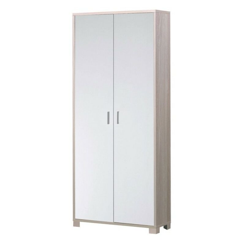 Meuble fin polyvalent en bois avec huit étagères Orme blanc 83x29x h190 cm