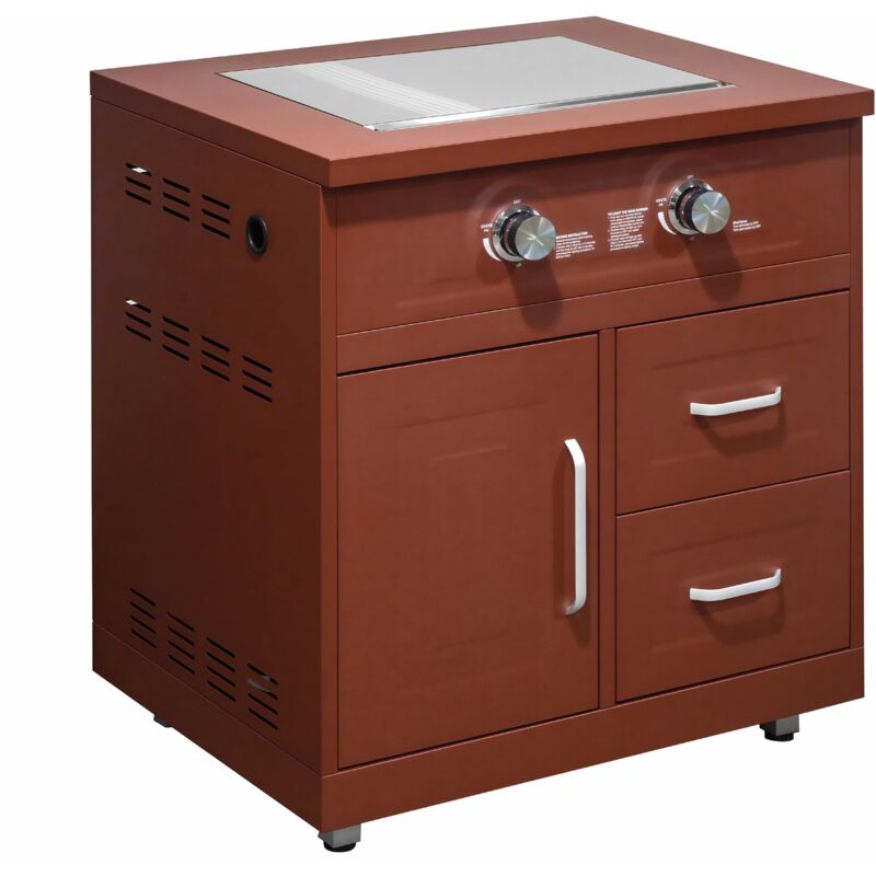 Meuble gazinière 2 brûleurs pour cuisine extérieure brique Meuble gazinière 2 brûleurs pour cuisine extérieure brique