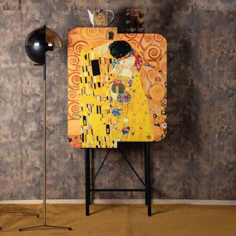 Meuble haut 2 portes 40x80x150 cm noir et jaune - LOOP