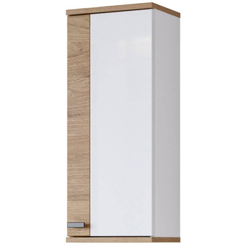 Meuble haut à suspendre balea coloris blanc et chêne