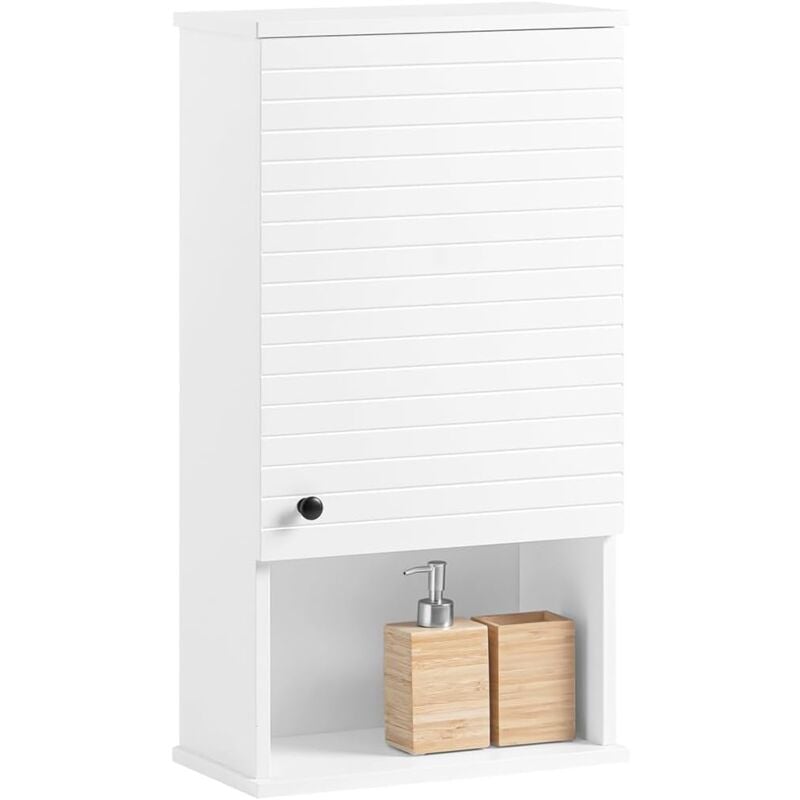 SoBuy BZR25-W Meuble Haut Armoire Suspendue de Toilettes Placard Mural avec Porte pour Salle de Bain Armoire à Pharmacie avec étagères