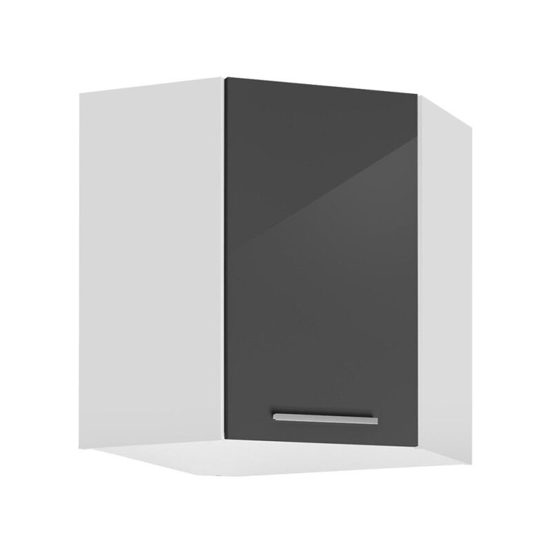 Meuble haut d'angle de cuisine ' Salma' - Gris graphite/Blanc - l 60 x h 72 cm - Livraison gratuite