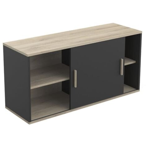 DEMEYERE Meuble haut de cuisine 1 porte effet chêne et noir mat - KITCHY