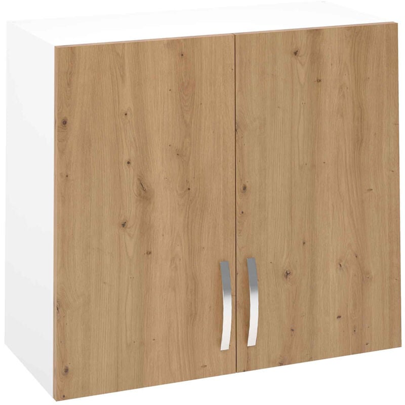 Meuble haut de cuisine avec 2 portes coloris Chêne Albar - Hauteur 70 x Longueur 80 x profondeur 33 cm