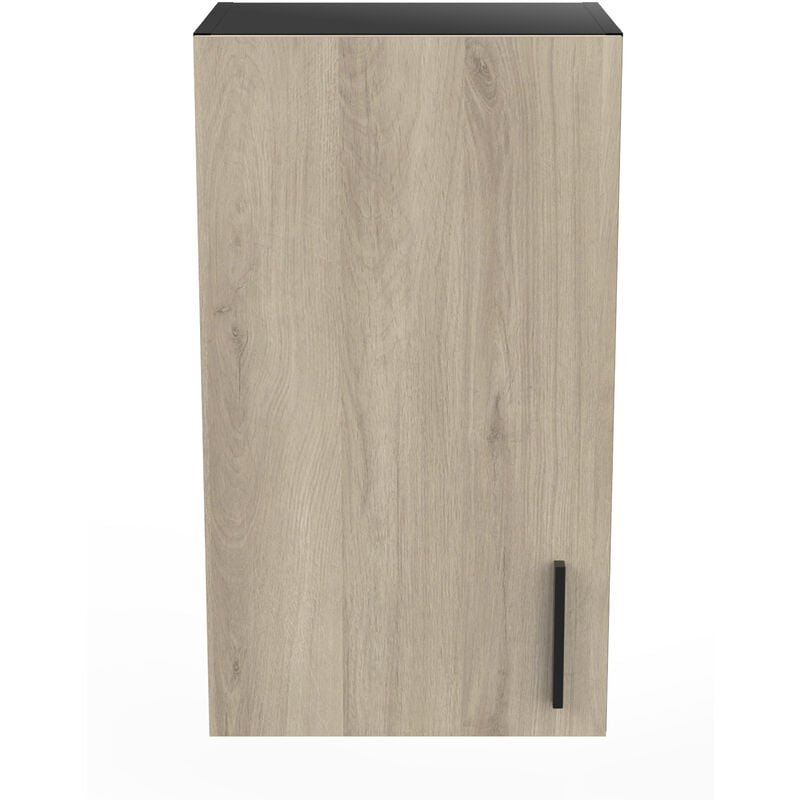 Meuble haut de cuisine coloris chêne kronberg, noir mat - Longueur 40 x Hauteur 70 x Profondeur 30 cm Pegane