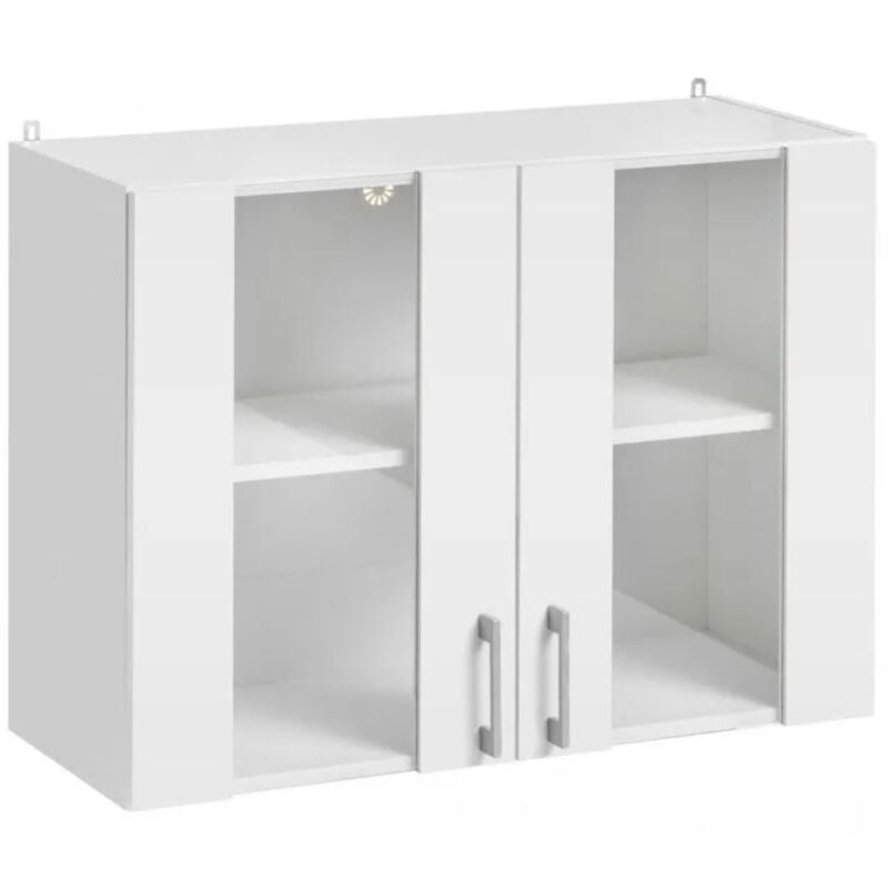 Cuisineandcie - Meuble haut de cuisine Eco Blanc 2 portes vitrées l 80 cm