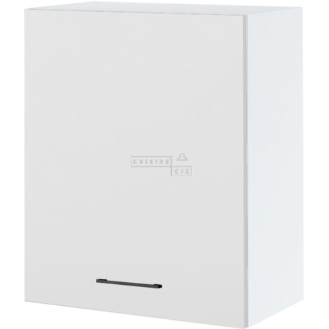 Meuble haut de cuisine Lovia Blanc Mat 1 porte L 60 cm - Porte avec poignée apparente   White