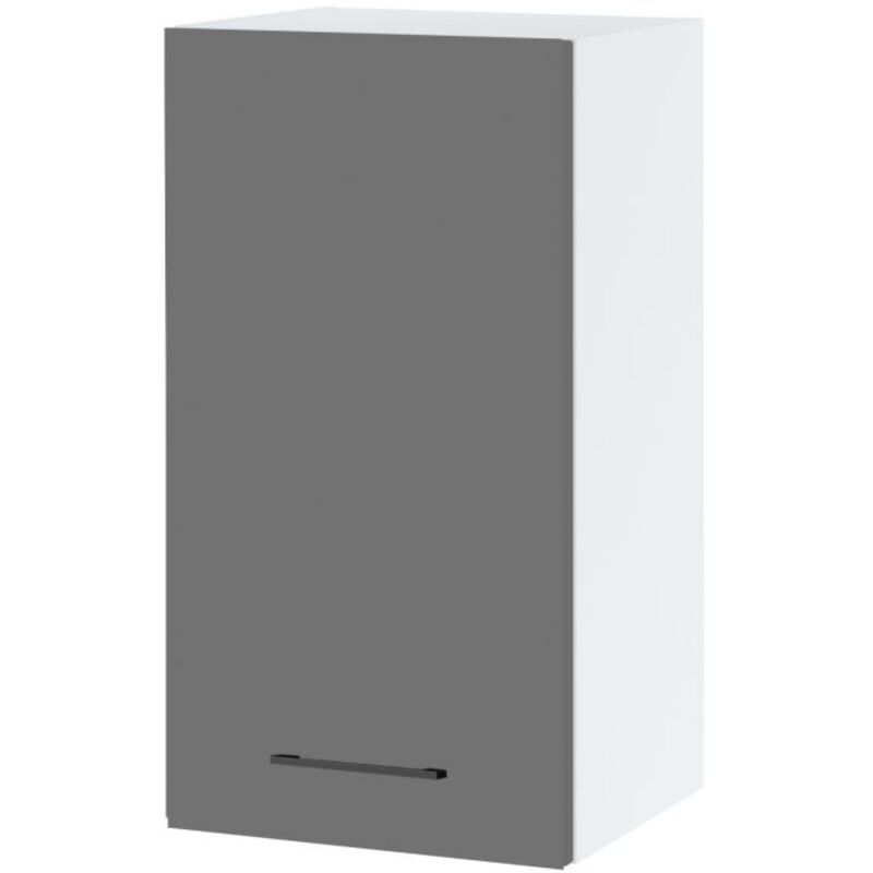 Meuble haut de cuisine Lovia Gris Mat 1 porte L 40 cm - Porte avec poignée apparente Grey