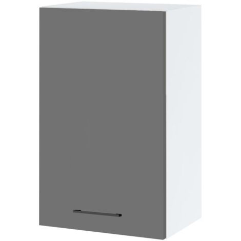 Meuble haut de cuisine Lovia Gris Mat 1 porte L 45 cm - Porte avec poignée apparente Grey
