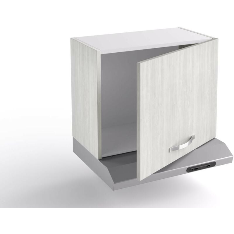 meuble haut de cuisine sur hotte 60x31xh48 cm bois blanc alaska avec porte et épurateur blanc