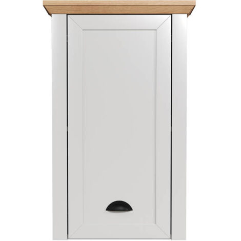 Meuble haut de salle de bain décor chêne et gris pastel - ROSE
