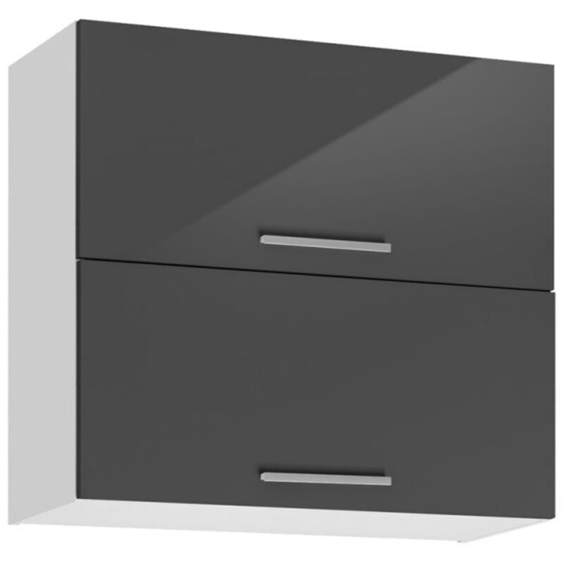 Meuble haut double de cuisine "Salma" - Gris graphite/Blanc - L 80 x H 72 cm - Livraison gratuite