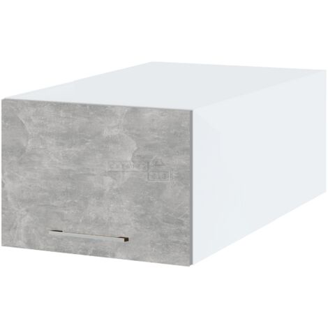 Meuble haut grande profondeur de cuisine Bellissi Beton Naturel 1 porte relevable L 50 cm - Porte avec poignée apparente Grey