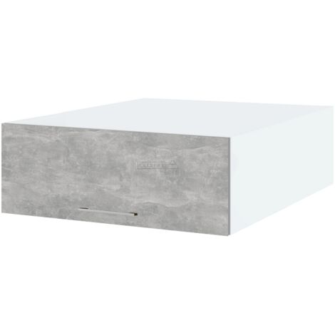 Meuble haut grande profondeur de cuisine Bellissi Beton Naturel 1 porte relevable L 80 cm - Porte avec poignée apparente Grey