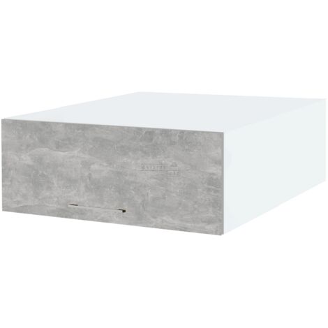 Meuble haut grande profondeur de cuisine Bellissi Beton Naturel 1 porte relevable L 90 cm -  Porte avec poignée apparente  Grey