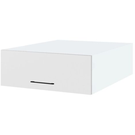 Meuble haut grande profondeur de cuisine Lovia Blanc Mat 1 porte relevable L 80 cm - Porte avec poignée apparente   White