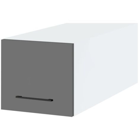 Meuble haut grande profondeur de cuisine Lovia Gris Mat 1 porte relevable L 45 cm - Porte avec poignée apparente Grey