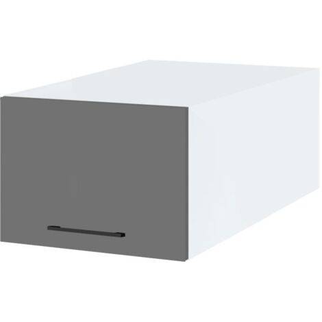Meuble haut grande profondeur de cuisine Lovia Gris Mat 1 porte relevable L 50 cm - Porte avec poignée apparente Grey