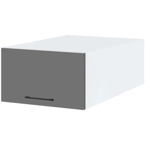 Meuble haut grande profondeur de cuisine Lovia Gris Mat 1 porte relevable L 60 cm - Porte avec poignée apparente Grey