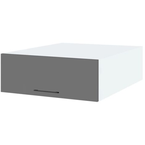 Meuble haut grande profondeur de cuisine Lovia Gris Mat 1 porte relevable L 80 cm - Porte avec poignée apparente Grey