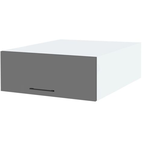 Meuble haut grande profondeur de cuisine Lovia Gris Mat 1 porte relevable L 90 cm - Porte avec poignée apparente Grey