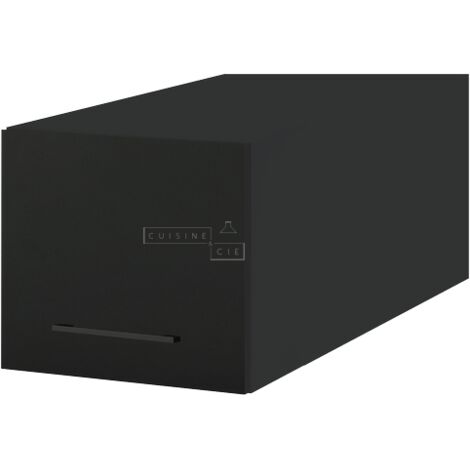 Meuble haut grande profondeur de cuisine Lovia Noir Mat 1 porte relevable L 45 cm - Porte avec poignée apparente Black