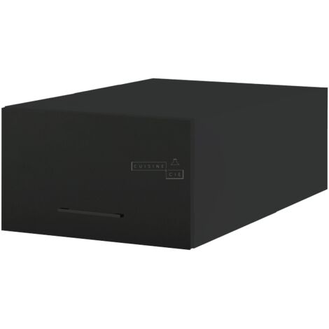 Meuble haut grande profondeur de cuisine Lovia Noir Mat 1 porte relevable L 60 cm - Porte avec poignée apparente Black