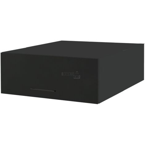Meuble haut grande profondeur de cuisine Lovia Noir Mat 1 porte relevable L 90 cm - Porte avec poignée apparente Black