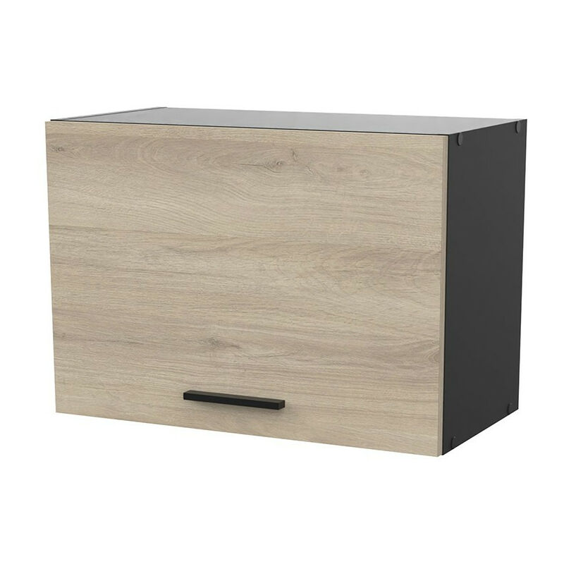 Meuble haut pour hotte Origan noir et bois