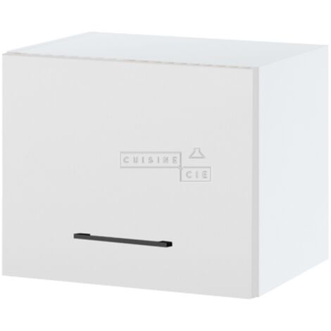 Meuble haut SLIM de cuisine Lovia Blanc Mat 1 porte relevable L 45 cm - Porte avec poignée apparente   White