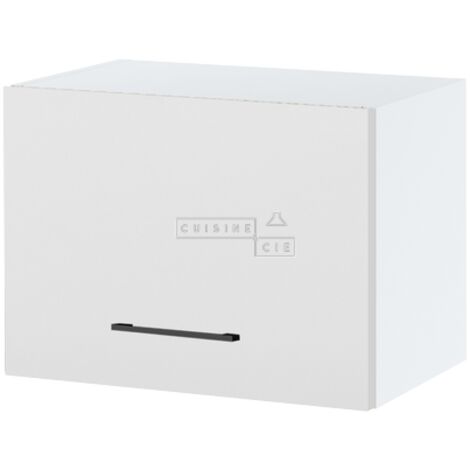 Meuble haut SLIM de cuisine Lovia Blanc Mat 1 porte relevable L 50 cm - Porte avec poignée apparente   White