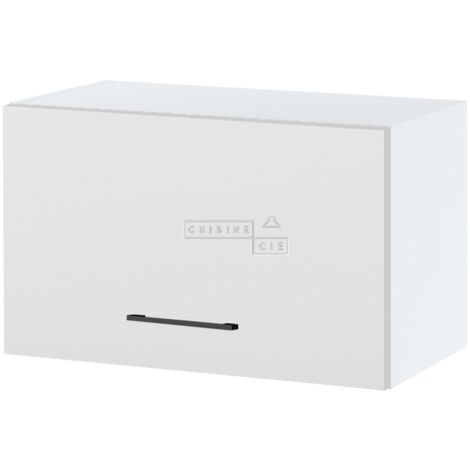 Meuble haut SLIM de cuisine Lovia Blanc Mat 1 porte relevable L 60 cm - Porte avec poignée apparente   White