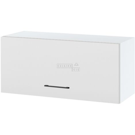 Meuble haut SLIM de cuisine Lovia Blanc Mat 1 porte relevable L 80 cm - Porte avec poignée apparente   White
