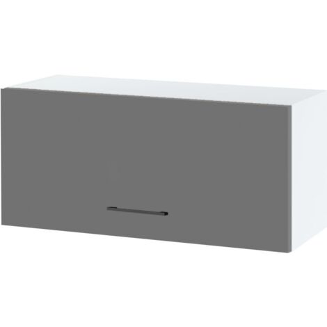 Meuble haut SLIM de cuisine Lovia Gris Mat 1 porte relevable L 80 cm - Porte avec poignée apparente Grey