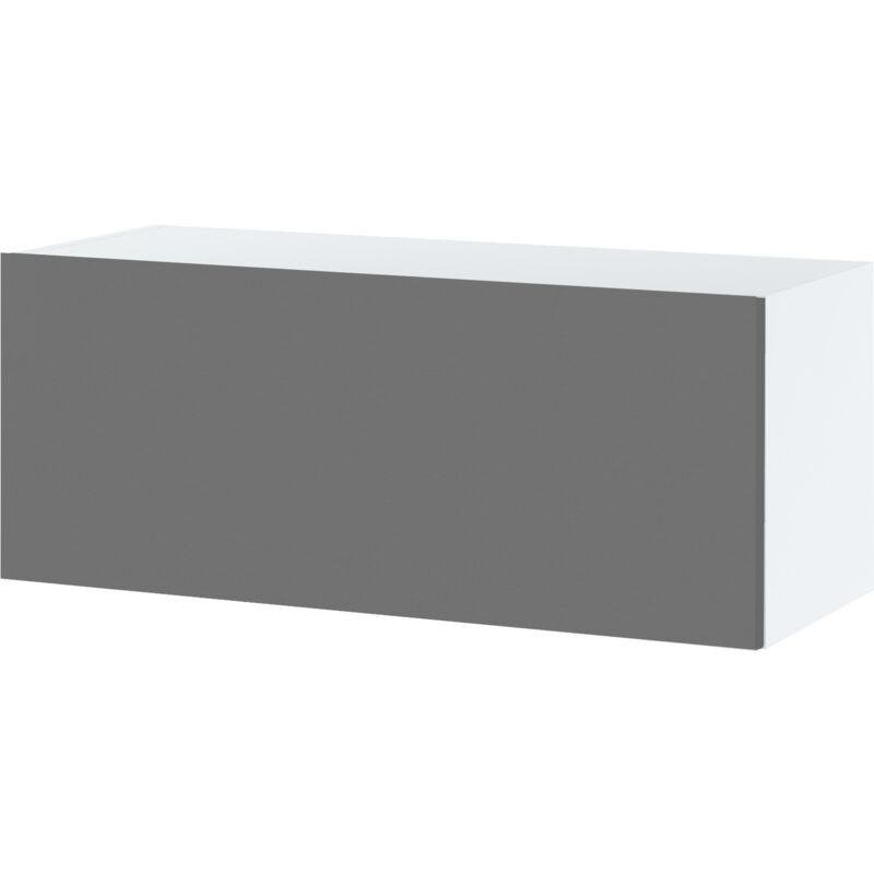 Meuble haut slim de cuisine Lovia Gris Mat 1 porte relevable l 90 cm Type de façade: Porte avec poignée intégrée