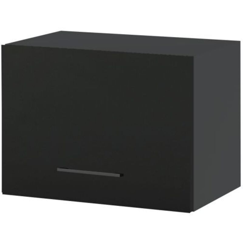 Meuble haut SLIM de cuisine Lovia Noir Mat 1 porte relevable L 50 cm - Porte avec poignée apparente Black