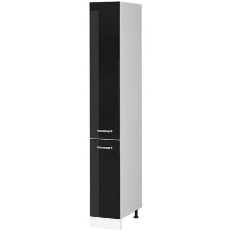 Meuble haute de cuisine R-Line, Noir Haute brillance, 30 cm, Vicco
