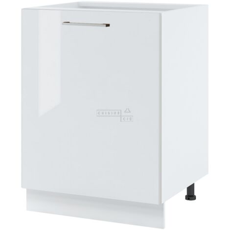 Meuble îlot de cuisine Bellissi Blanc Brillant 1 porte L 60 cm -  Porte avec poignée apparente  White