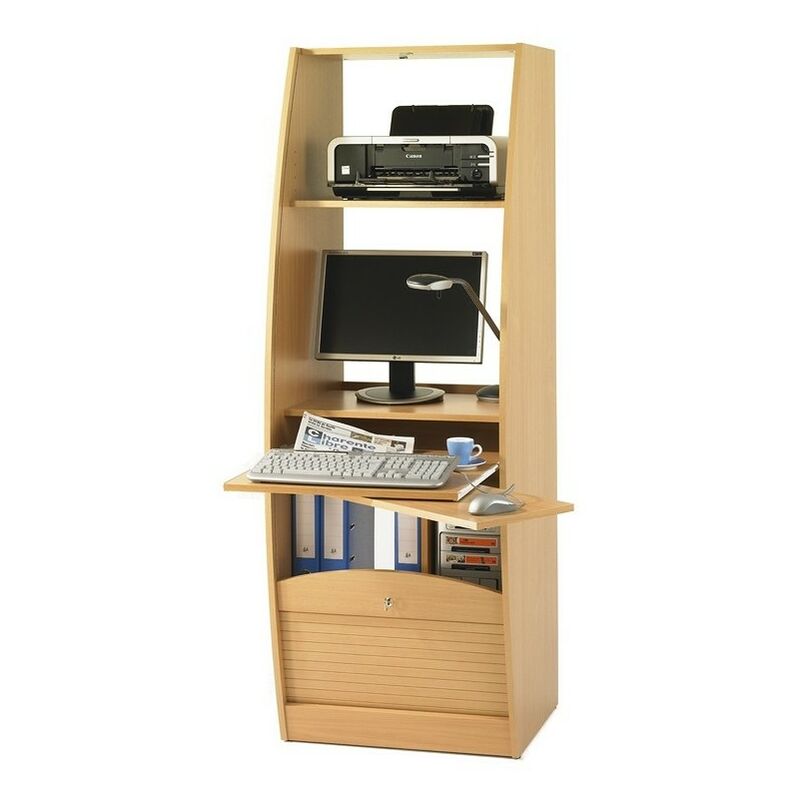 M&s - Armoire Informatique Galbée Largeur 60 cm 5 Niches - Coloris: Hêtre