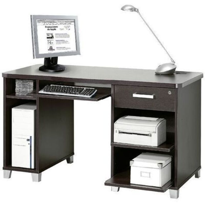 Topkit - Table d'ordinateur Barcelone 4035 | Grande table de bureau | Mobilier de bureau | Bureau avec tiroir et serrure | wengé