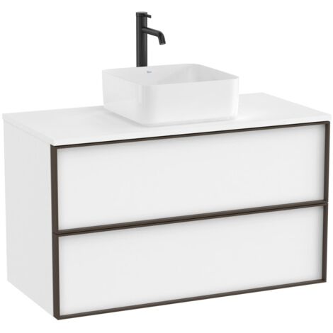 Meuble "INSPIRA" 1000 - 2 tiroirs pour vasque à poser (non incluse) - Blanc Mat - Roca