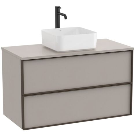 Meuble "INSPIRA" 1000 - 2 tiroirs pour vasque à poser (non incluse) - Gris Mat - Roca