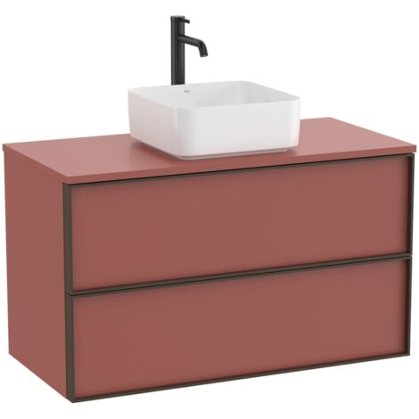 Meuble "INSPIRA" 1000 - 2 tiroirs pour vasque à poser (non incluse) - Terracotta Mat - Roca
