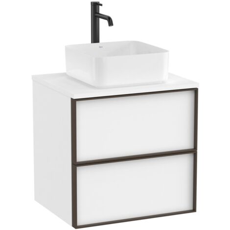 Meuble "INSPIRA" 600 - 2 tiroirs pour vasque à poser (non incluse) - Blanc Mat - Roca