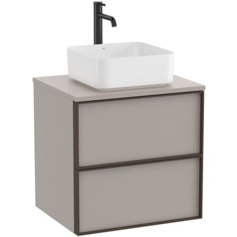 Meuble "INSPIRA" 600 - 2 tiroirs pour vasque à poser (non incluse) - Gris Mat - Roca