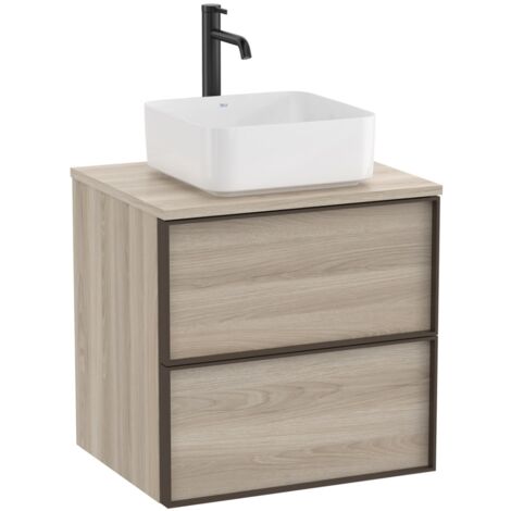 Meuble "INSPIRA" 600 - 2 tiroirs pour vasque à poser (non incluse) - Pin Blanc - Roca
