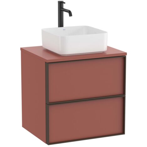 Meuble "INSPIRA" 600 - 2 tiroirs pour vasque à poser (non incluse) - Terracotta Mat - Roca