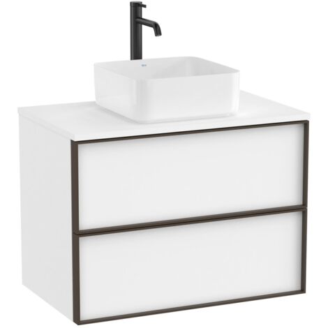 Meuble "INSPIRA" 800 - 2 tiroirs pour vasque à poser (non incluse) - Blanc Mat - Roca