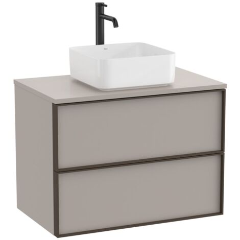 Meuble "INSPIRA" 800 - 2 tiroirs pour vasque à poser (non incluse) - Gris Mat - Roca