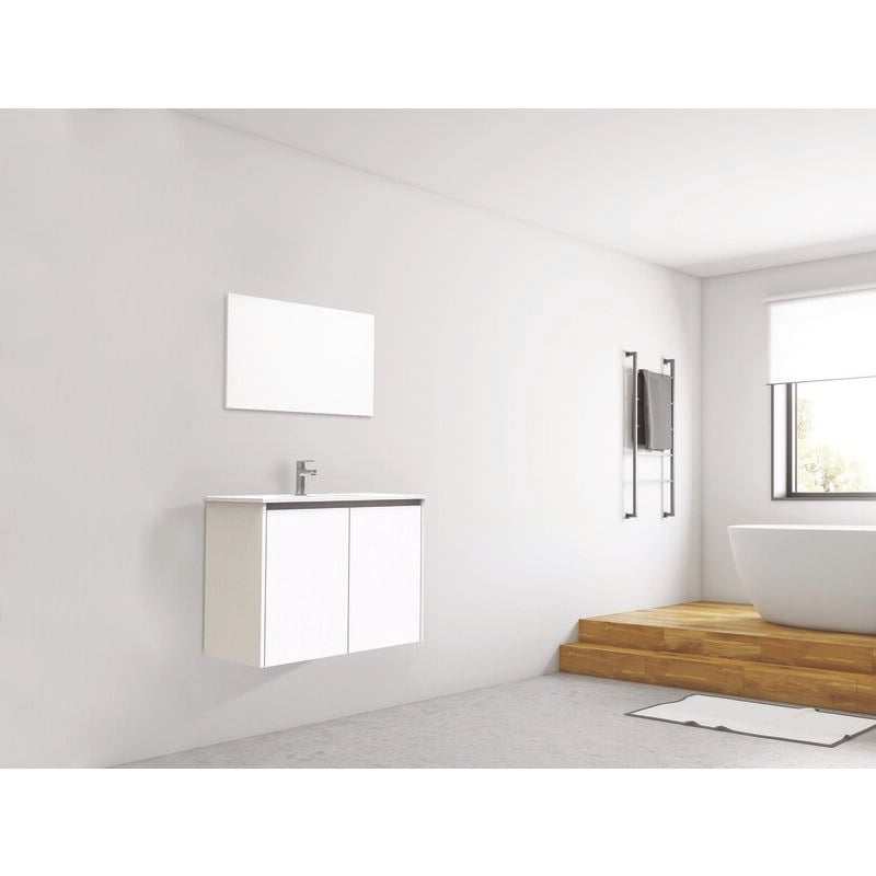 Ondee - Meuble à suspendre ivan s+ - L80cm - 2P - Blanc - Mélaminé - Livré en kit